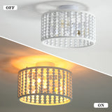 tewei Wood Bead Chandelier, Semi Flush Mount Boho Nursery Ceiling Light Fixture Rustic 3 Lights Chandelier Farmhouse E26 for Kitchen Bedroom Living Dining Room White tewei