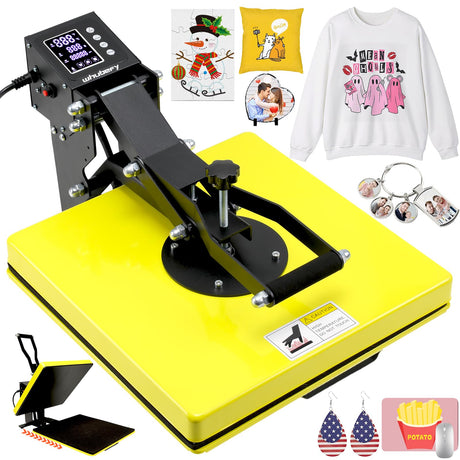 Whubefy Heat Press Machine 15x15 Slide Out, Digital Clamshell Heat Press Machine for T Shirts Printer, Heat Up Fast & Even, Sublimation Shirt Press Machine for Mouse Pad, Pillows, Coasters, Puzzles Whubefy