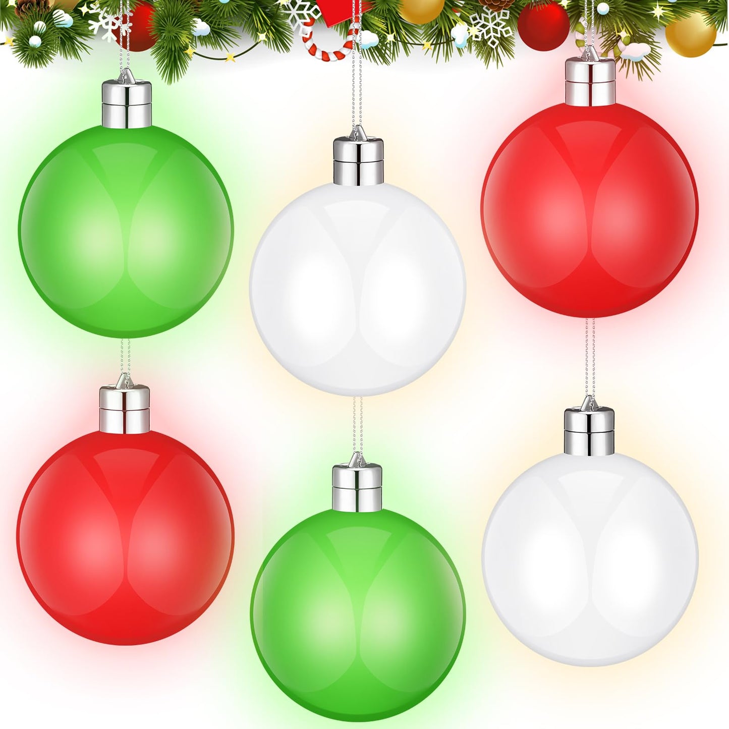 Soaoo 6 Pcs Outdoor Christmas Decorations Battery Powered Led Christmas Balls Outdoor Christmas Bulbs Ornaments Large Sphere Hanging Lights for Holiday Party Halloween Christmas Front Yard Decor