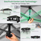 COBIZI 10x20 Pop Up Canopy Tent with 6 Removable Sidewalls, One Push Party Tent Outdoor Waterproof Event Canopy with Air Vent for Parties Commercial Wedding, 3 Height, Carry Bag, Sandbag, Black COBIZI