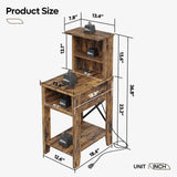 Bestier Rustic Farmhouse Bedside Tables - Tall Nightstands With Charging Ports, Set of 2, Brown Bestier