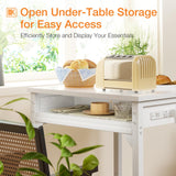 ODK 24x24 Inch Bar Table with Power Outlets & Storage, Modern Counter Height Pub Table with Sturdy Legs for Kitchen & Dining, High Top Console Indoor Table, White ODK