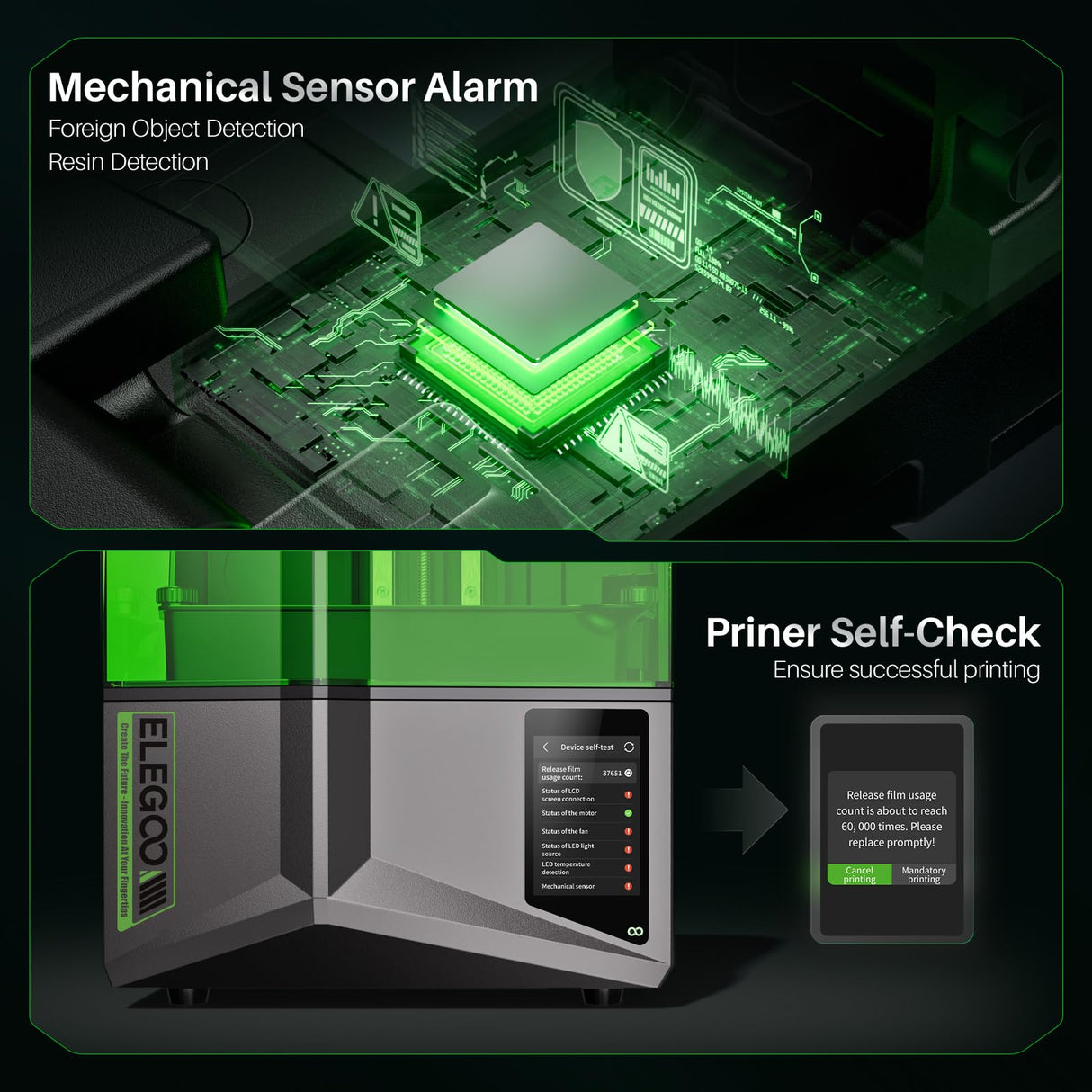 ELEGOO Saturn 4 12K MSLA Resin 3D Printer, 10 Inch Mono LCD, One-Click Auto Leveling, Intelligent Mechanical Sensor, COB + Fresnel Collimating Lens, Large Printing Size 218.88mmx122.88mmx220mm ELEGOO