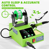 Soldering Station, 100W Digital Display Soldering Iron Station Kit with 2 Helping Hands, 356°F - 896°F, Auto Sleep, °C/°F Conversion, Solder Wire, Tips, Stand, Pump, Tweezers, Tip Cleaner, Green Crtsweker