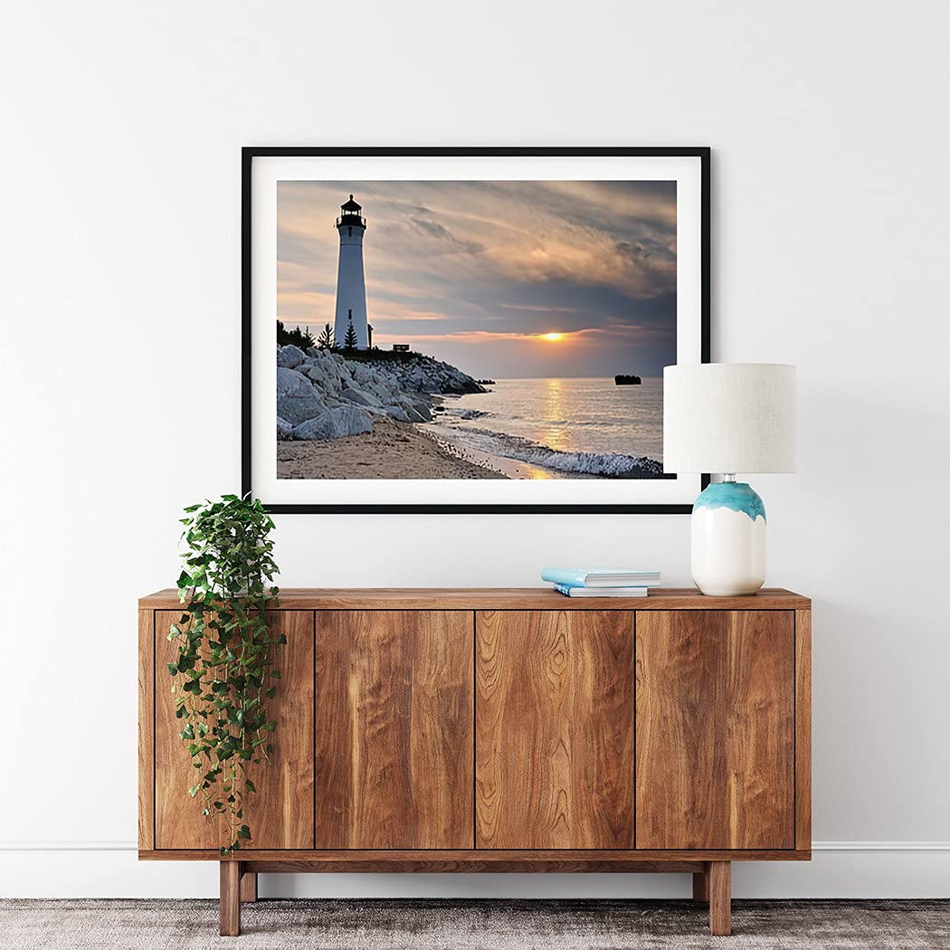 Diamond Painting Adult Painting Kits Lighthouse Crisp Point Lighthouse Sunset Lake Superior Michigan Home Bedroom Living Room Art Wall Decoration 12"x16" Puzzle art