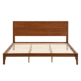 Merax King Size Bamboo Platform Bed, Mid-Century Modern Bed Frame with Tall Headboard, Wood Slat Support, No Box Spring Needed, Easy Assembly, Brown Merax