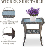 Belord Outdoor Furniture Set - 6 Pieces Patio Conversation Sectional Sofa Set with Swivel Rocker Outdoor Chairs Set of 2 and Wicker Coffee Table for Deck Backyard Sunroom Brown Belord