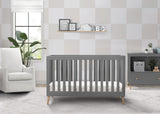 Delta Children Essex 4-in-1 Convertible Baby Crib, Grey with Natural Legs Delta Children