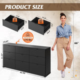 WLIVE 9 Drawer Dressers, Modern Large Wood Dresser Chest for Bedroom Organize with Sturdy Metal Handle, TV Stand for 75 inch TV, Living Room Office, Hallway, Ball Bearing Slide, Black (63" W) WLIVE