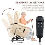 Infinite Position Lay Flat Lift Recliner Chair for Adults, Dual Motor Power Lift Chair for Elderly with Massage & Heating, Extended Footrest, USB Ports, Remote Control & Lumbar Pillow, Leather (Cream) RESTREAL