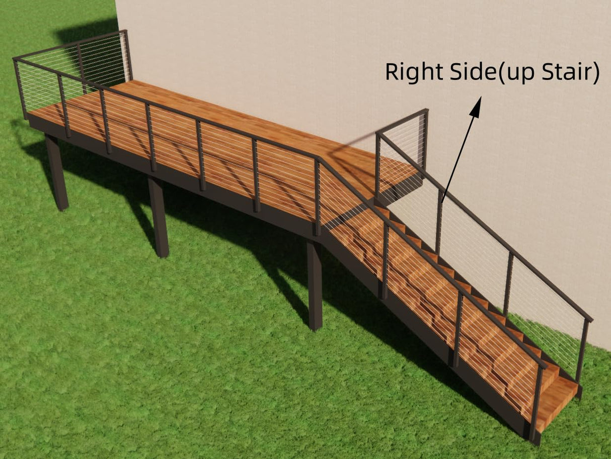 Senmit Cable Railing Post Fascia Mount-Stainless Steel Square Weldless 36"x2"x2" 30°Angle Pre-drilled Side Mount Metal Stair Post for Wood Deck, Black Senmit