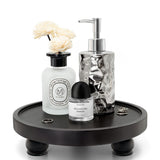 EOSAHR Modern Wood Riser for Display : Farmhouse Pedestal Stand for Kitchen Counter and Home Decor, Round Waterproof Display Tray for Soap on Sink (Black) EOSAHR