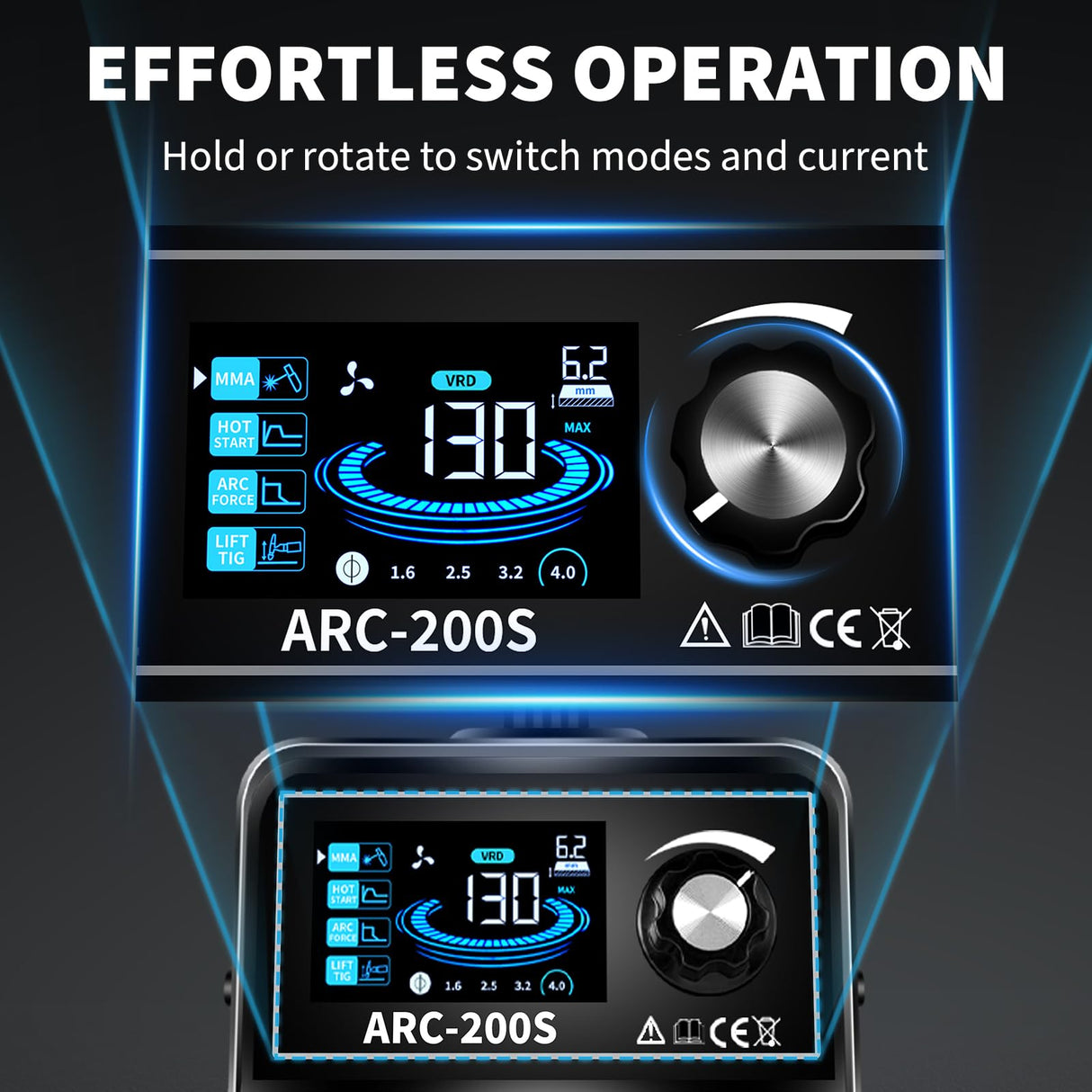 SSIMDER Stick Welder, Welding Machine 110v/220v 130A 2 In 1 Hot Start/ARC Force/LIFT TIG Welding Machine, Mini Portable ARC200S Small Anti-Stick Welder with Smart LCD IGBT Digital Welder S SIMDER