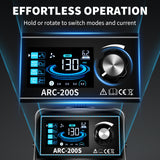 SSIMDER Stick Welder, Welding Machine 110v/220v 130A 2 In 1 Hot Start/ARC Force/LIFT TIG Welding Machine, Mini Portable ARC200S Small Anti-Stick Welder with Smart LCD IGBT Digital Welder S SIMDER