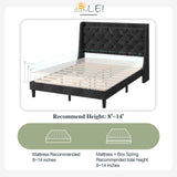 SUNLEI Queen Size Bed Frame with Diamond Tufted Headboard and Storage, Upholstered Platform Bed Frame Queen with 2 Large Wingbacks, Sturdy Wooden Slats Support, Easy Assembly, Velvet Black SUNLEI