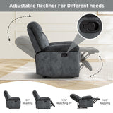 EBELLO Manual Recliner Chair for Adults with Soft Padded Headrest and Backrest, Overstuffed Single Recliner Sofa Chair for Living Room, Grey EBELLO