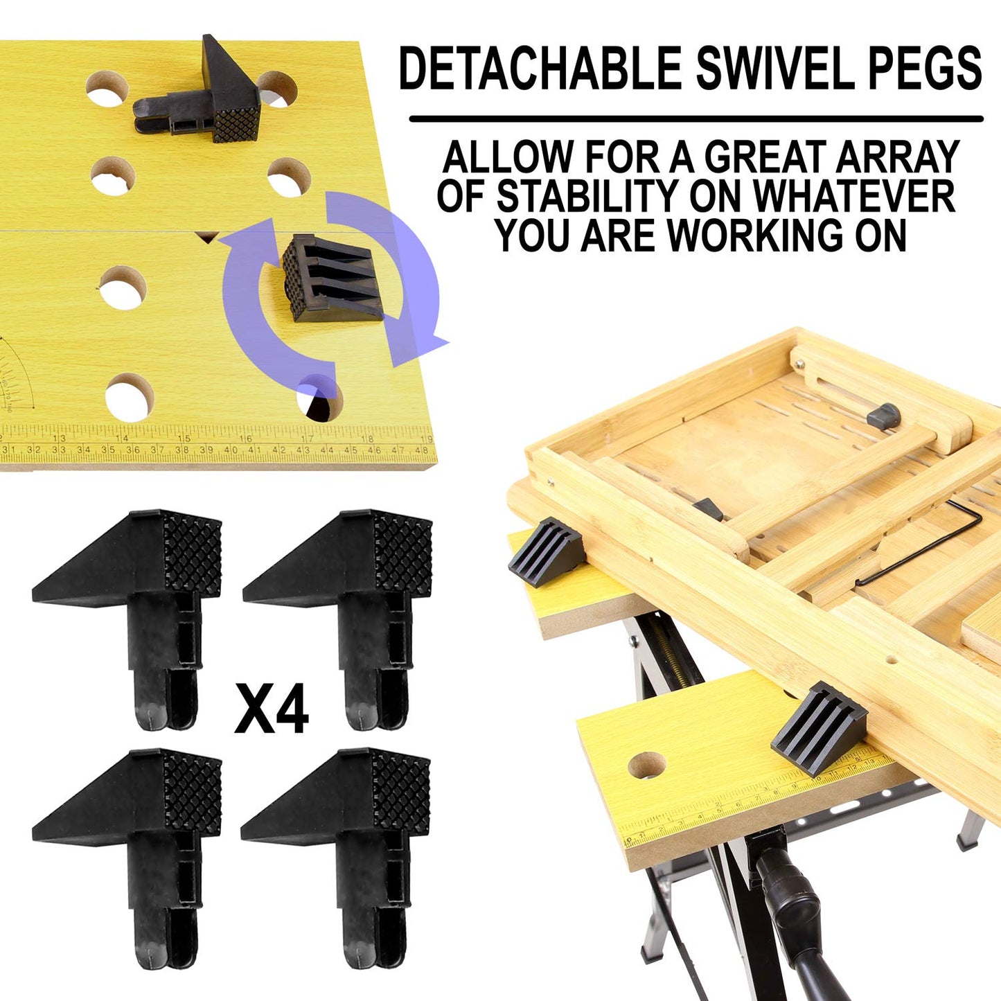 Work-It! Portable Workbench, Folding Carpenter Saw Table with Adjustable Clamps - Easy to Transport with Heavy-Duty Steel Frame, 150 Lbs Capacity - WoodArtSupply