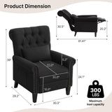 choairy Pushback Recliner Chair, Accent Push Back Chair Set of 2 with Adjustable Footrest Wingback, Upholstered Linen Reclining Sofa with Side Pocket, Comfy Modern Armchair for Living Room, Black choairy