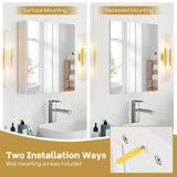 Tangkula Mirrored Medicine Cabinet, Bathroom Wall Hanging Cabinet with Double Mirrored Doors & Adjustable Shelf, Wall-Mounted Bathroom Storage Organizer, White, 24.5 x 4.5 x 25.5 Inches Tangkula