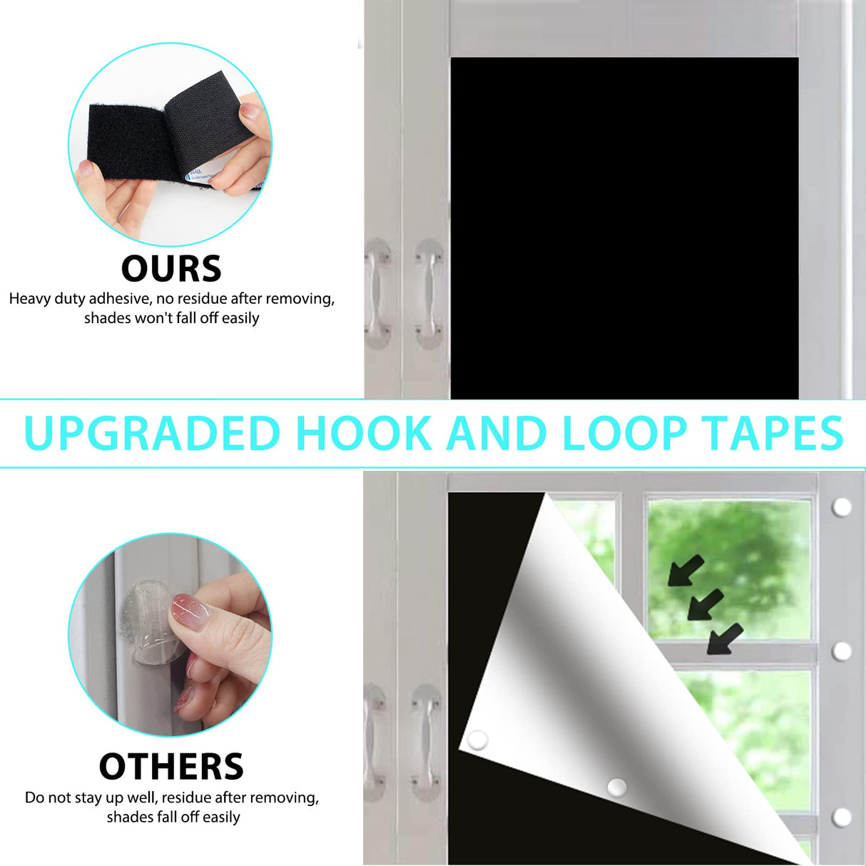 100% Portable Blackout Curtains - (157" x 59") Blackout Shades Cut to Size, Black Out Blinds for Window with Strong Hook & Loop Tabs, Travel Temporary Blackout Blinds for Nursery, Bedroom & Car BCJJ