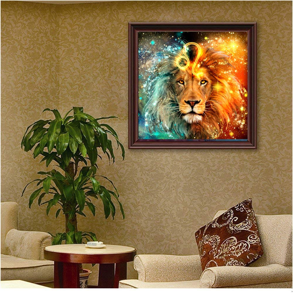Better Selection 5D DIY Full Drill Constellation Diamond Art Aquarius Cross Stitch Zodiac Signs Embroidery Mosaic Kit Home Decor Wall Art Gifts Leo 11.8x11.8 30x30 cm Better Selection