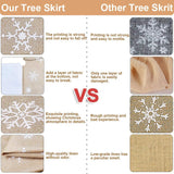 AerWo 48inch Christmas Tree Skirt with White Snowflake, Burlap Tree Skirt with Fur Sides Farmhouse Christmas Tree Skirts for Xmas Decor Festive Holiday Decorations Indoor Outdoor AerWo