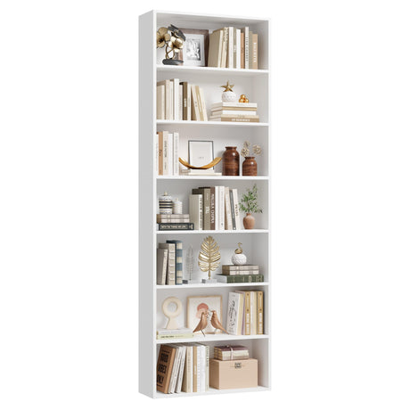 FACBOTALL 82" Tall Bookshelf, 7-Tier Open Shelves Bookcase, Freestanding Display Storage Shelves, Tall Bookcase Home Decor Furniture for Home Office, Living Room, Bedroom, White FACBOTALL