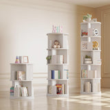 oneinmil Rotating Bookshelf, 360° Rotating Bookcase for Small Space, Corner Bookcase for Bedroom, Living Room, Study Room, 4 Tier, White oneinmil