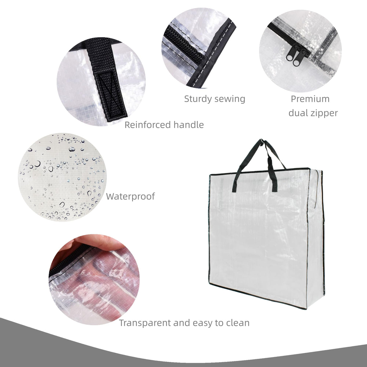 Clear Storage Bags with Zipper and Handles, Blanket Bags For Closet Storage, Moving and Packing Supplies for College, Underbed Storage Organizer for Clothes Pillow Bedding Christmas Wreath GONGKANGYUAN