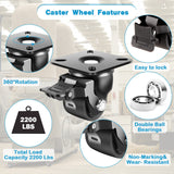 Nefish 2 Inch Caster Wheels with Brake, Extra Width Plate Swivel Caster Set of 4 Heavy Duty Load Capacity 2200 LBS, Sturdy Nylon Furniture Caster Wheels for Cart, Furniture, Toolbox Workbench Nefish