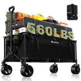 Hikemoon 48"L Collapsible Wagon Cart Foldable, 560LB Weight Capacity 300L Heavy Duty Folding Beach Wagon with All-terrain Big Wheel, Utility Wagon for Grocery, Shopping, Garden, Sports, Camping, Black HIKEMOON