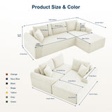 103'' Modular Sectional Sofa Cloud Couch Sectional with L-Shape Chaise, Modern Corduroy Modular Couch Sofa Bed with Throw Pillows, No Assembly Needed for Living Room, Right Facing Chaise, Beige Zyerch