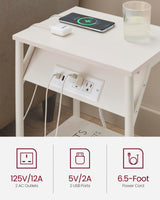 VASAGLE End Table with Charging Station, Set of 2, Small Side Tables for Living Room, Bedroom, Nightstand with Outlets and USB Ports, Bedside Table with Storage Shelf, Cream White VASAGLE