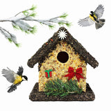 Handmade Edible Birdhouse- Unique Wooden Birdhouse Covered w/Birdseed- Reseedable Bird Feeder-Made in USA- Holiday Design! (SD) EDIBLE BIRDHOUSES