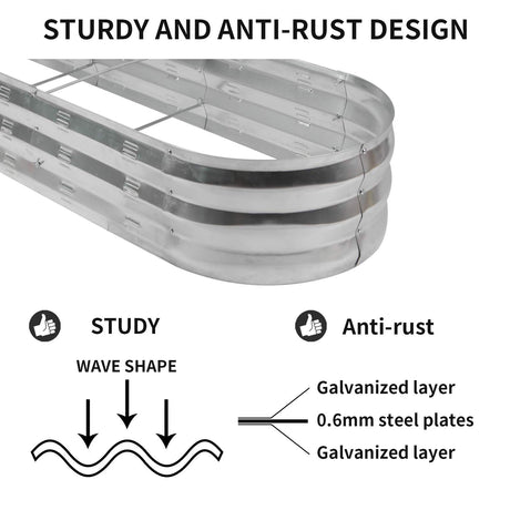 GADI Raised Garden Bed Kit for Vegetables Flower Galvanized Metal Planter Boxs Designed for Easy DIY and Cleaning Not Twist Or Rot (Silver) GADI
