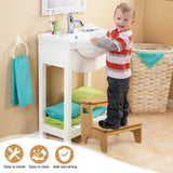Wooden 2-Step Stool, Bamboo Step Stool with Handles, DIY Non-Slip Surface, Portable Stepping Stool for Kitchen, Toilet, Bathroom Sink, Bedroom, Natural BShome