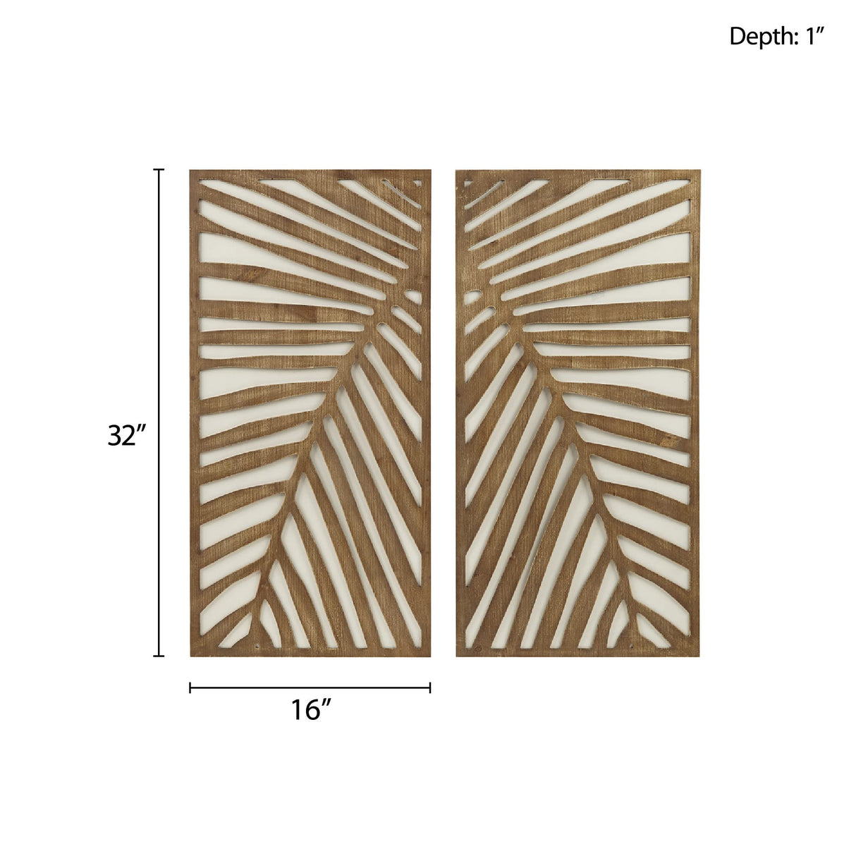 Madison Park Wall Art Living Room Décor - Birch Palms Botanical Carved Design, Home Accent Modern Kitchen Dining Decoration, Ready to Hang Panel for Bedroom, 16" W x 32" H, Dark Brown 2 Piece Madison Park