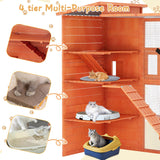 Large Catio Outdoor Cat Enclosure with Weatherproof Roof, 4 Tiers Catios for Cats Patio Outdoor Indoor, Spacious Cat Cage with Resting Rooms, Platforms for Multiple Pet, Kittens & Feral JFHID