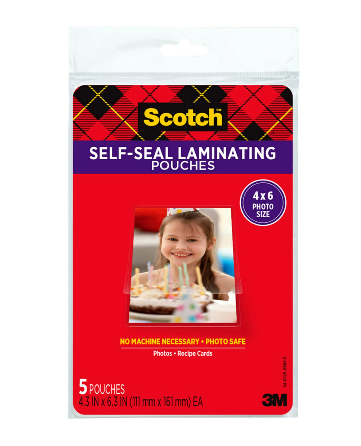Scotch Self-Sealing Laminating Pouches, 4 x 6 Inches, 3-Pack of 5 Pouches – No Machine Needed, Clear, Photo Safe Scotch