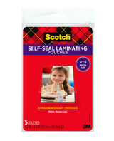 Scotch Self-Sealing Laminating Pouches, 4 x 6 Inches, 3-Pack of 5 Pouches – No Machine Needed, Clear, Photo Safe Scotch