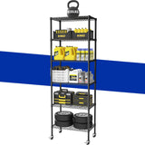 Homtell Adjustable 6-Tier Heavy Duty Wire Shelving Rack, 14" D x 24" W x 71" H Storage Shelves with Wheels, 750 lbs Capacity Rolling Metal Shelving for Garage, Pantry, Kitchen, Closet Homtell