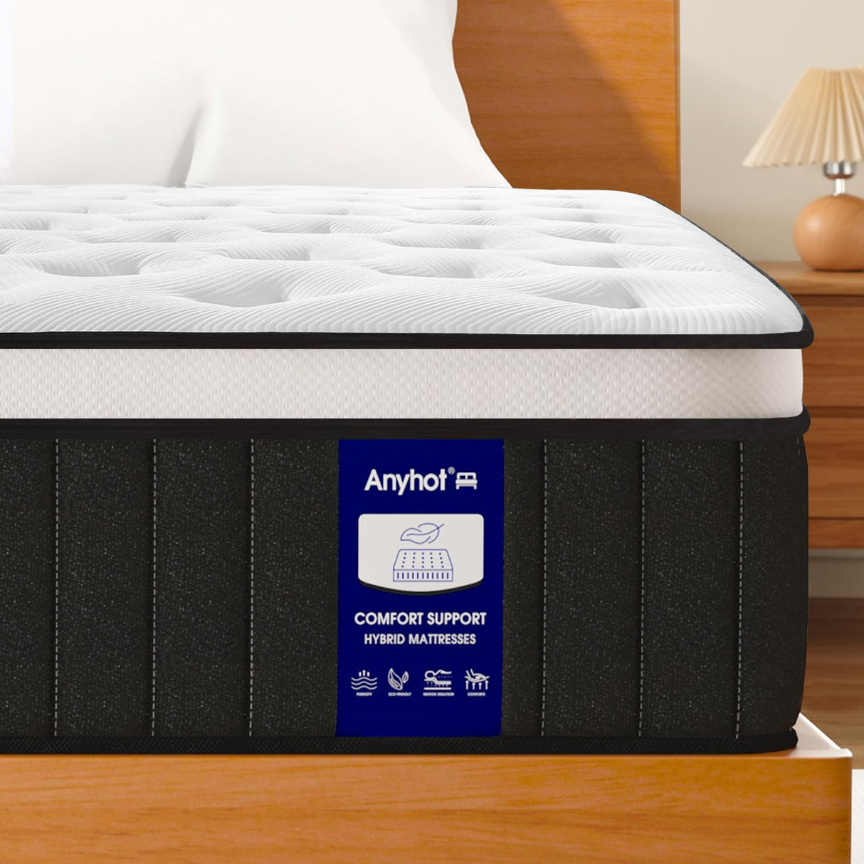 Anyhot,Twin Mattress,10 Inch Medium Firm Hybrid Bed Mattresses,Twin Mattress Size with High Density Foam and Independent Pocket Springs,Release Pressure,Cool and Breathable Anyhot
