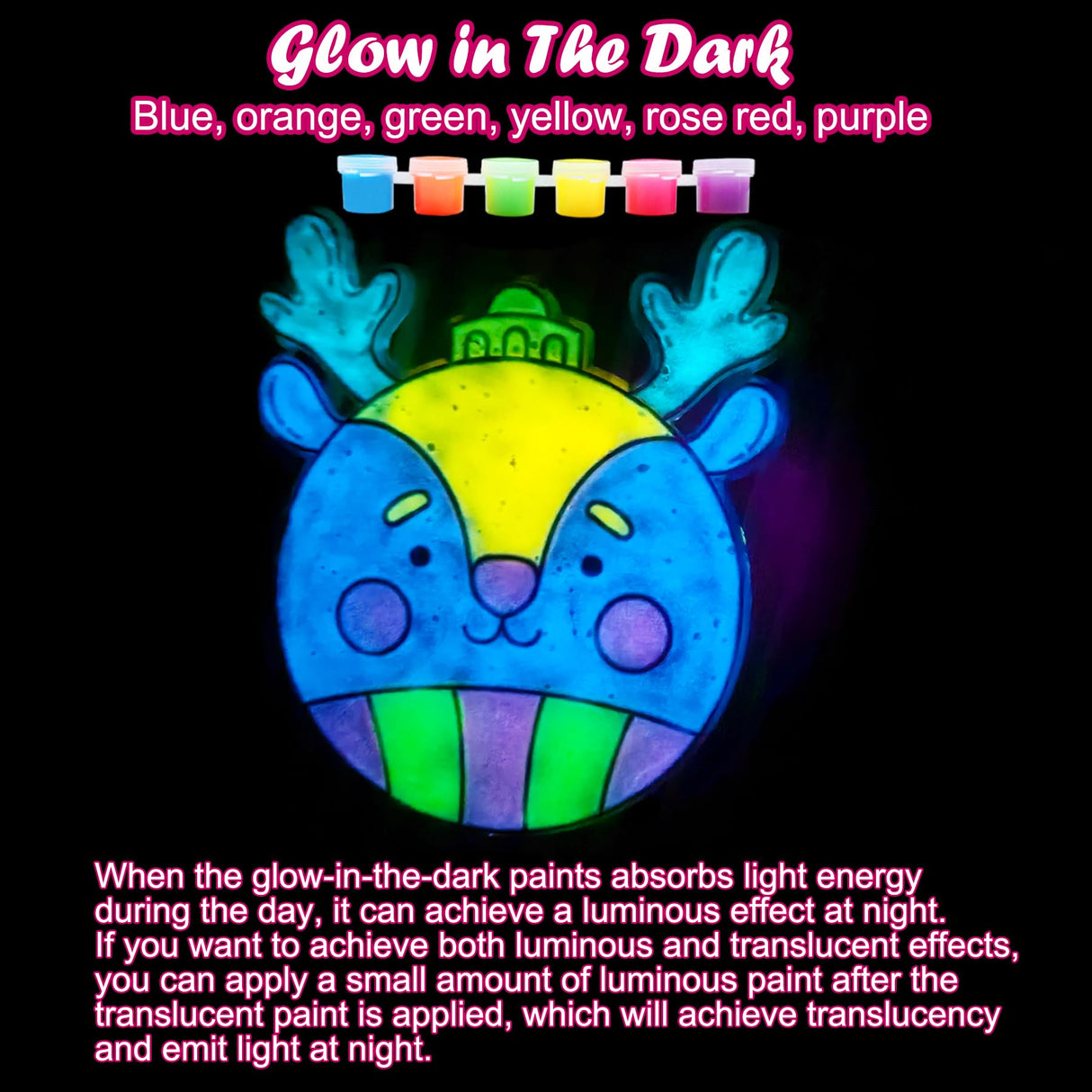 Ayhuhra 30 Sets Christmas Suncatcher Crafts DIY Glow in The Dark Window Paint Art Kit Creative Window Ornaments for Classroom Christmas Holiday Seasonal Home Activities Party Art Project Ayhuhra