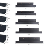 Art Emotion Black Floating Shelves | Set of 5 | Wall Shelf | Wood Bathroom Shelves | Bedroom | Living Room | Kitchen | Office & More (Black) Art Emotion