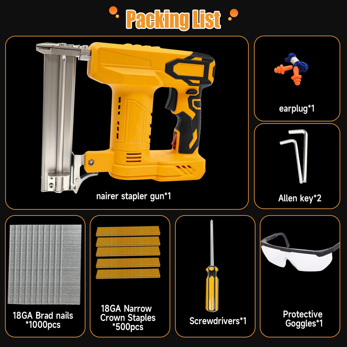 JOJOCY 18 Gauge Cordless Brad Nailer, 2-in-1 Battery Powered Stapler/Nail Gun, Drives 2" Nails for Upholstery & Woodworking (Tool Only) (for Dew-alt 20V) JOJOCY