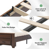 AMERLIFE Farmhouse Full Size Bed Frame with 52.2" Tall Headboard & Footboard, Wood Platform Bed Frame with 2 Large Storage Drawers, Noiseless, No Box Spring Needed, Rustic Brown AMERLIFE