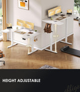 OffiGo U Shaped Electric Standing Desk, 55 Inch Height Adjustable Desk, Sit Stand Table, Writing Computer Desk for Home, Office, Workstation, White OffiGo