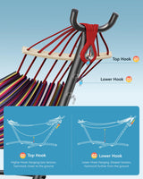 EveryFun Double Hammock with Heavy-Duty Steel Stand,Portable,Easy Assembly,600lbs Weight Capacity,Perfect for Indoor,Yard,Camping,or Outdoor-Rainbow Everyfun