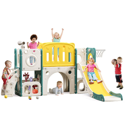 8 in 1 Toddler Slide Set, Kids Slide for Toddlers, Toddler Climber Slide PlaySet with Basketball Hoop,Outdoor Indoor Playground for Toddlers Upgraded