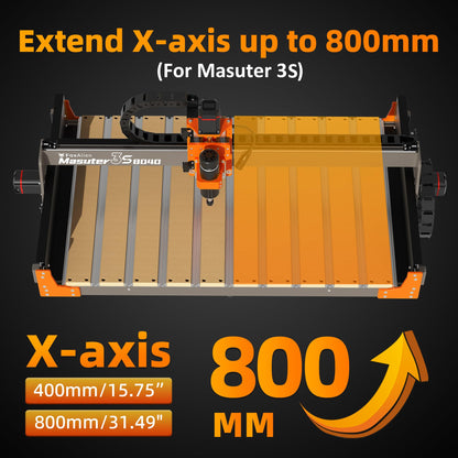 FoxAlien 3S 8040 X-axis Extension Kit with T-slot Hybrid Spoilboard for Masuter 3S CNC Router Machine, for Large Engraving Carving Projects (Extend X-axis to 800mm) - WoodArtSupply